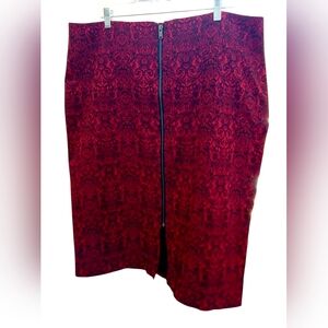 Worthington Women's Red Black Jacquard Pencil Skirt-Size 18W EUC